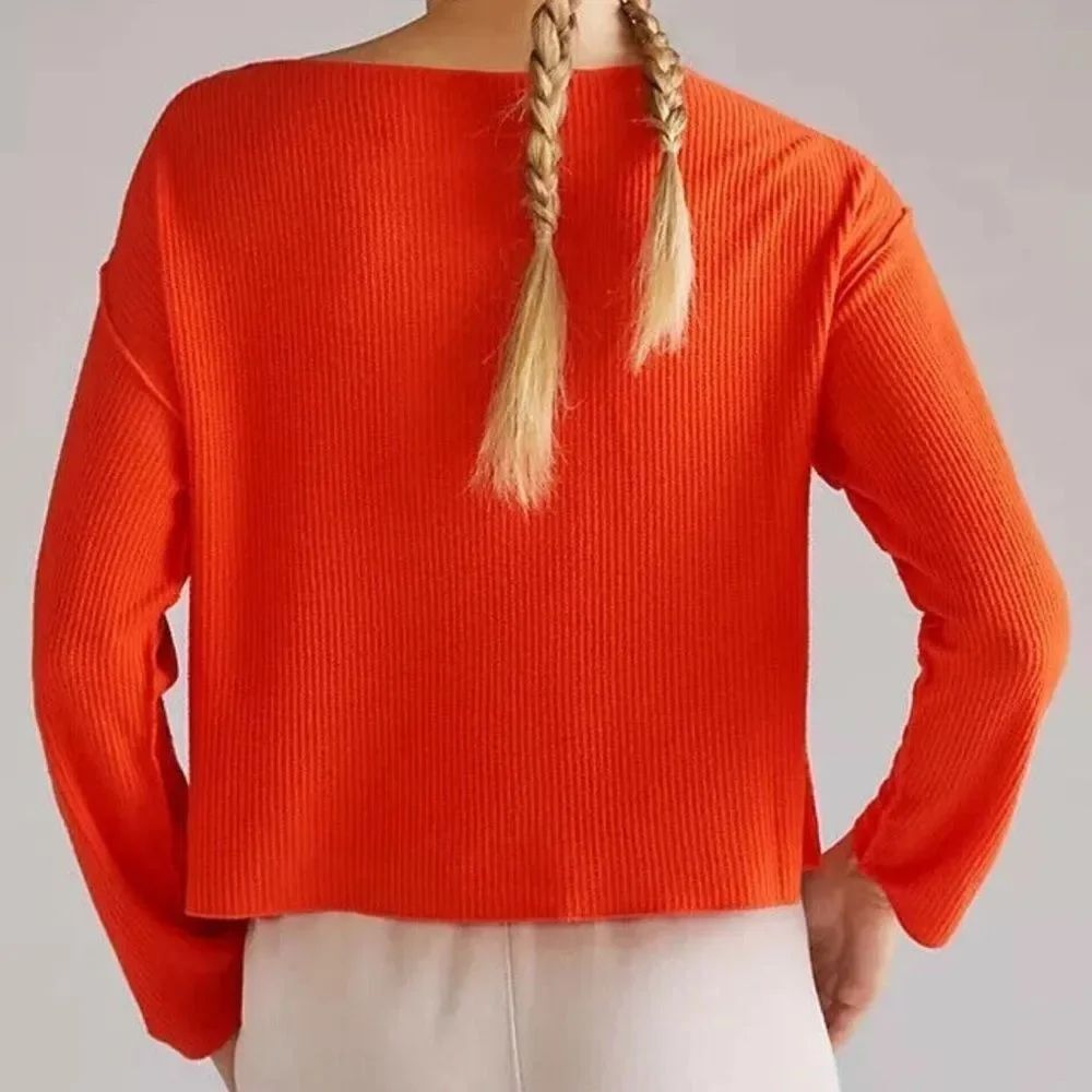ANTHROPOLOGIE DAILY PRACTICE Waffle Blouse Top Oversized Bright Red Size Large - Picture 4 of 10